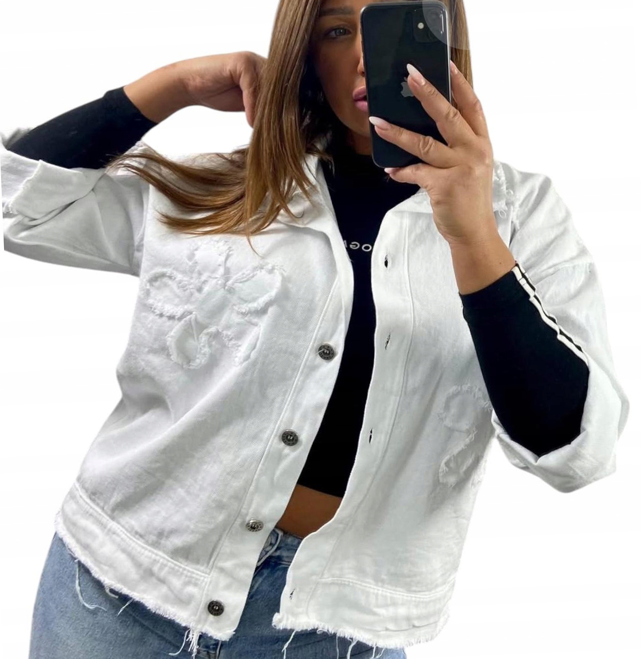 K309 Jednořadá Bavlněná Bunda Katana Bílá vel. 42 (XL)