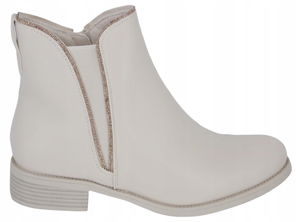 Dámské Kotníkové Boty Na Podpatku 3,5 cm Eko Kožené Boty Béžové Jarní 43