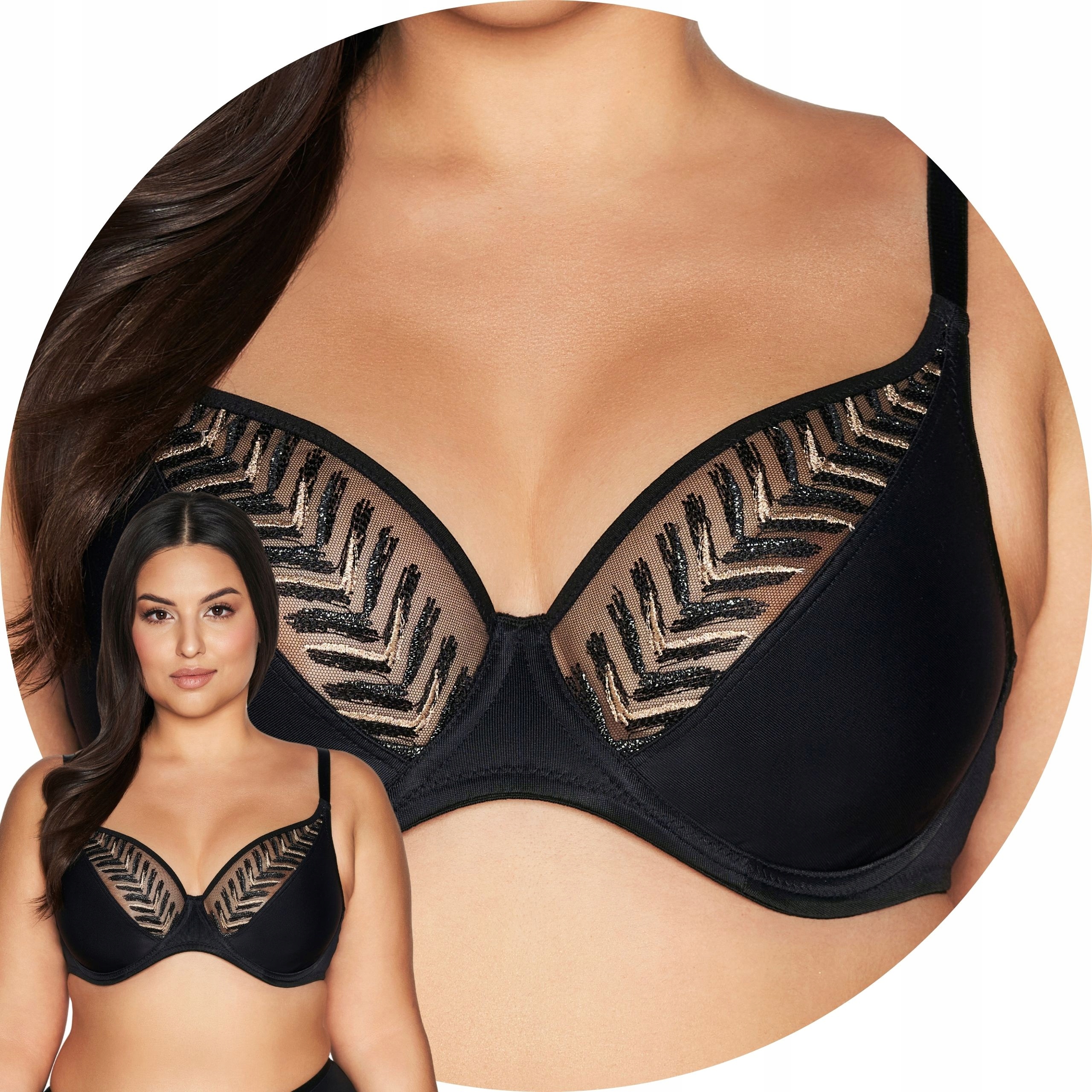 Ava 2118 Goddess výšivka tyl černá Měkká podprsenka 90C Soft
