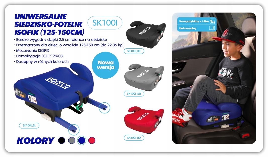 FOTELIK PODSTAWKA BOOSTER PODKŁADKA SPARCO SK100 niebieski isofix Kod producenta 6922516337958