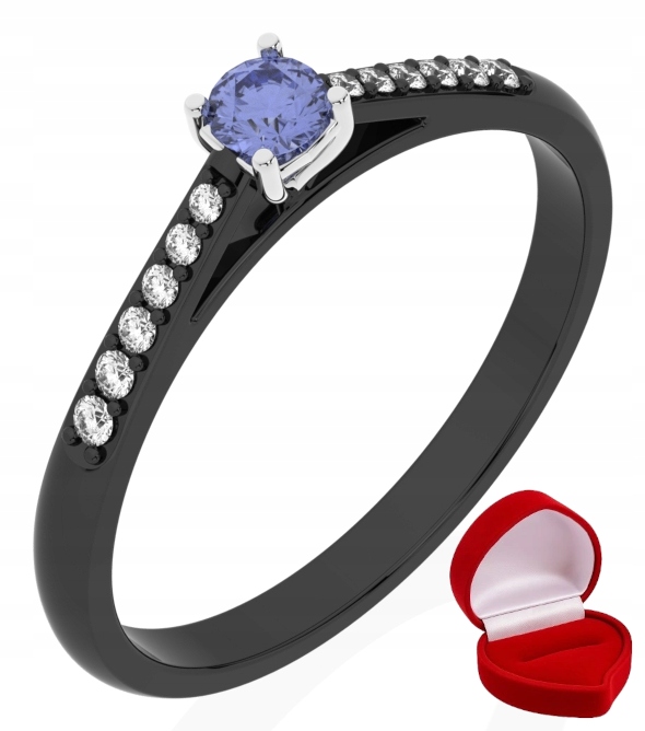 Zlatý Prstýnek Tanzanit 585 14k 0,09 ct Černé Zlato R11