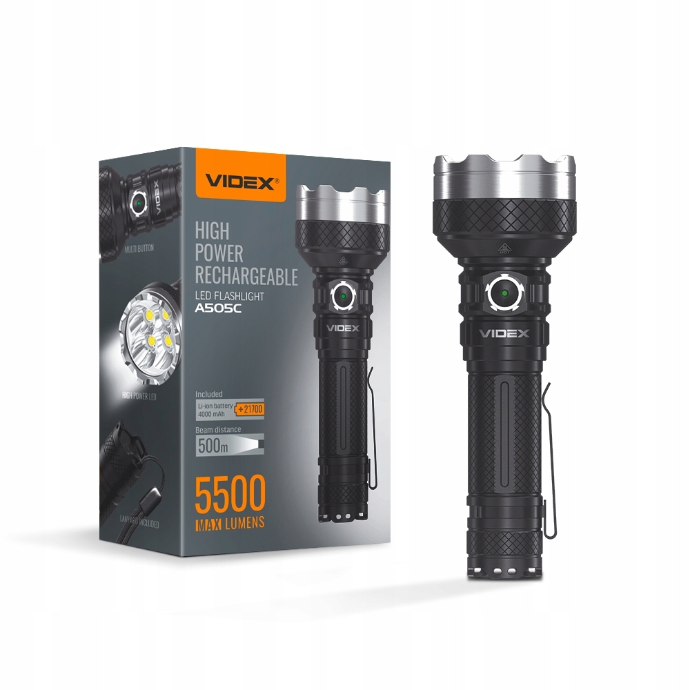 Led svítilna VLF-A505C Videx vojenská voděodolná Usb-c 20W 5500lm IP68
