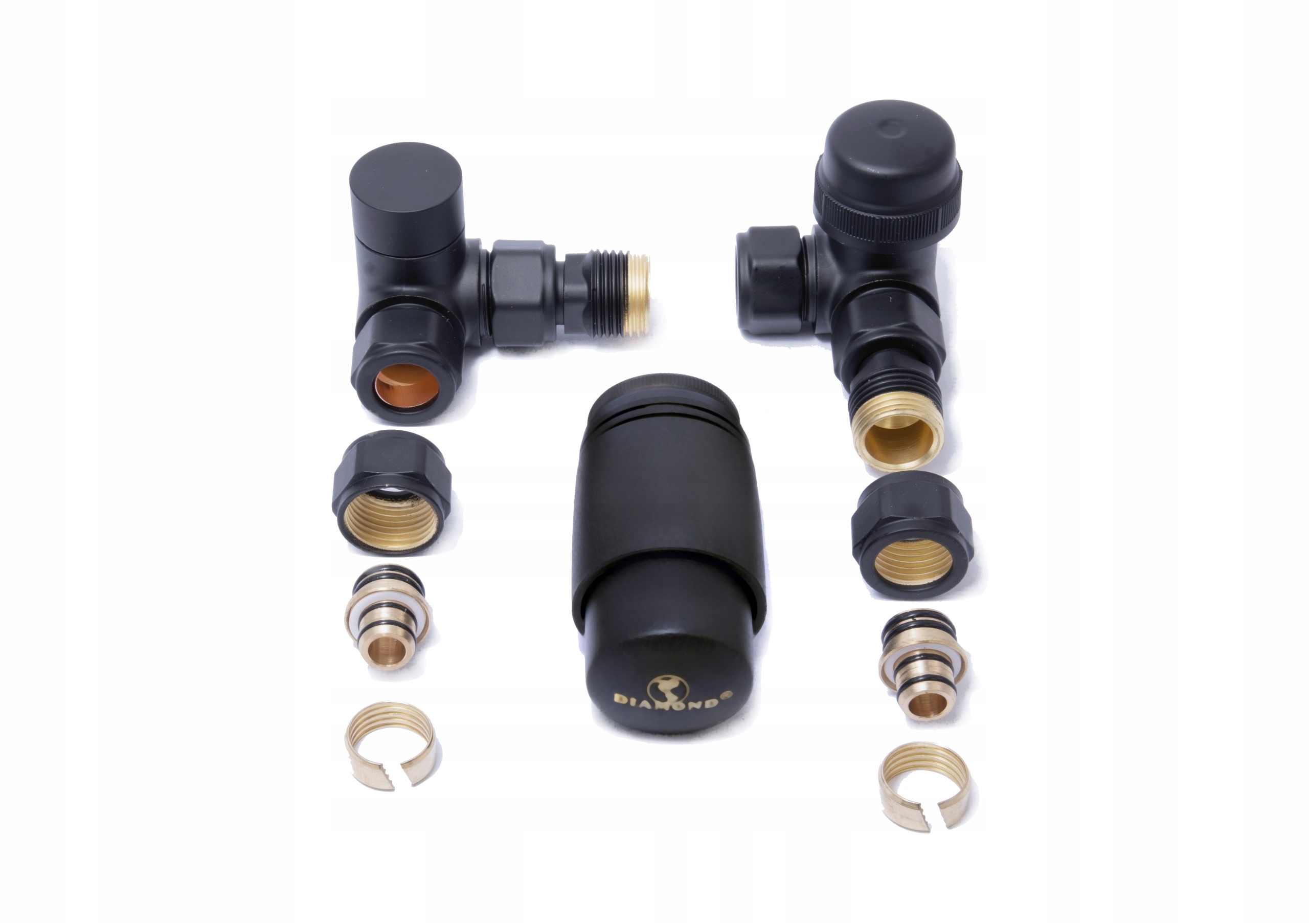 

Zawór termostatyczny kątowy osiowy Diamond czarny