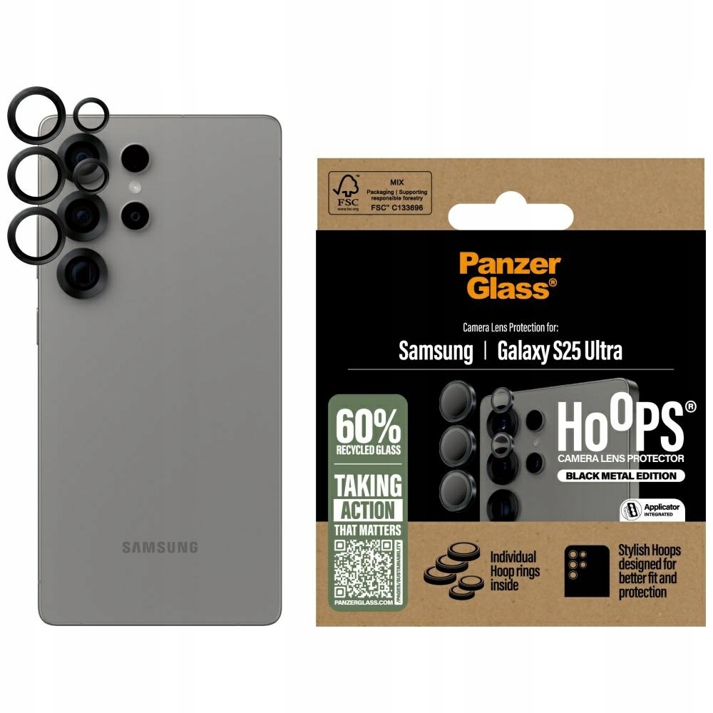Tvrzené sklo na objektiv PanzerGlass Hoops pro Samsung Galaxy S25 Ultra
