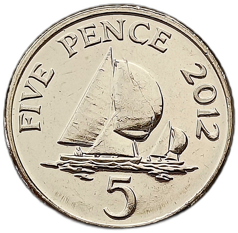 GUERNSEY 5 PENCE 2012 MARYNISTYKA STATEK ŻAGLÓWKA MENNICZA