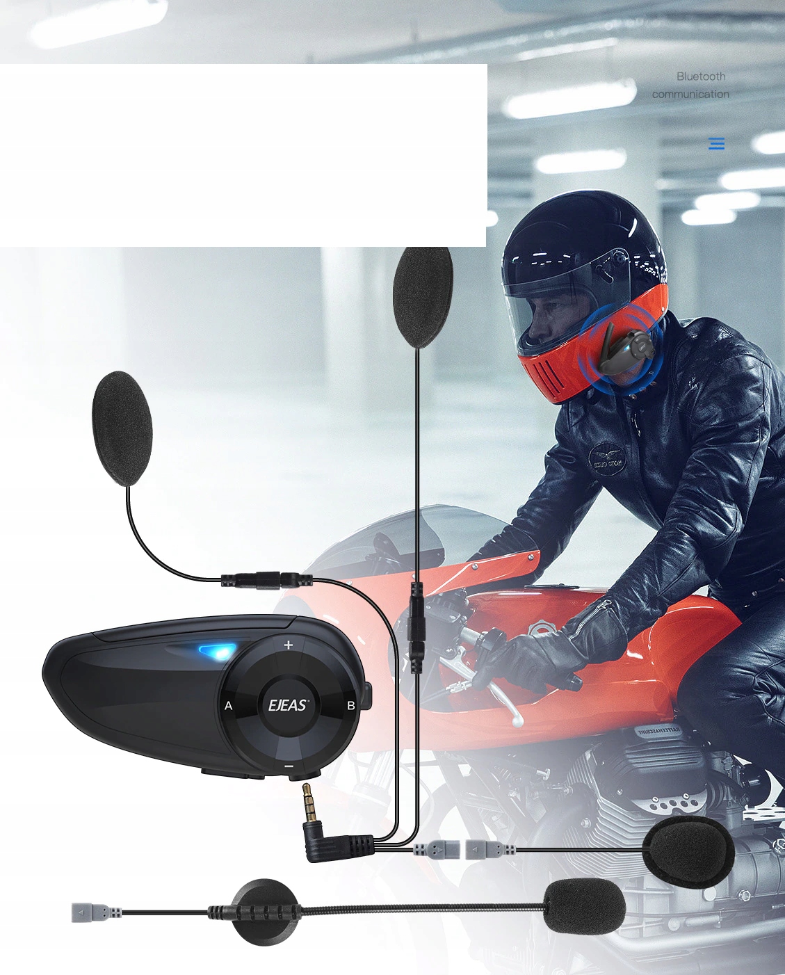 INTERKOM MOTOCYKLOWY EJEAS Q7 BLUETOOTH 2 KASKI Model Q7