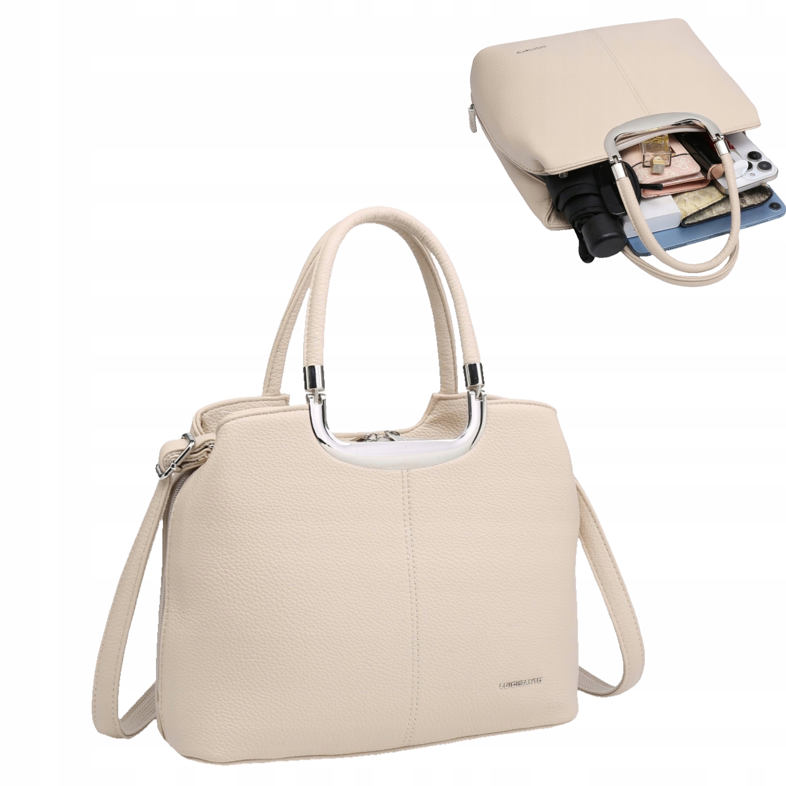 Dámská kabelka přes rameno Světle béžová Kožená Eko Kůže Luigisanto