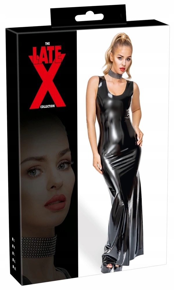 LateX Šaty Vypasované Maxi Černá 2XL Přírodní Latex 0,35 mm