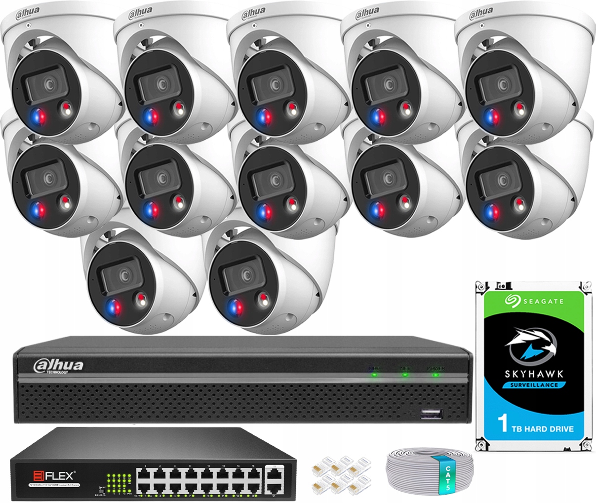 Sada na monitorovanie Dahua 12 Ip kamier 8Mpx IPC-HDW3849H-AS-PV-0280B TiOC PoE
