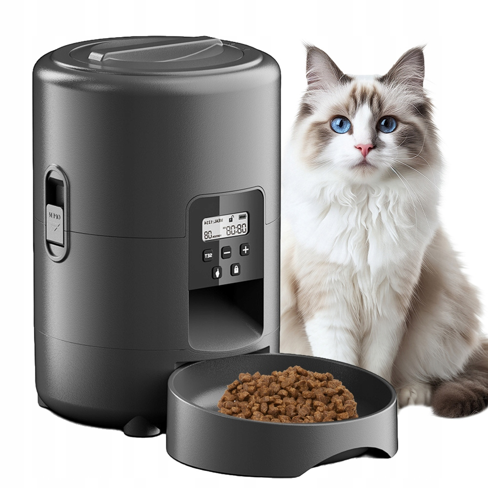 Levně Podavač Krmiva 2L Automatická Aplikace Pro Kočky Psa Premium Černý