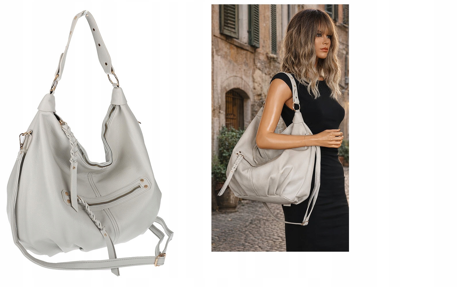 Torebka Damska Listonoszka Worek Shopper Torba na Ramię CC3501 Szara