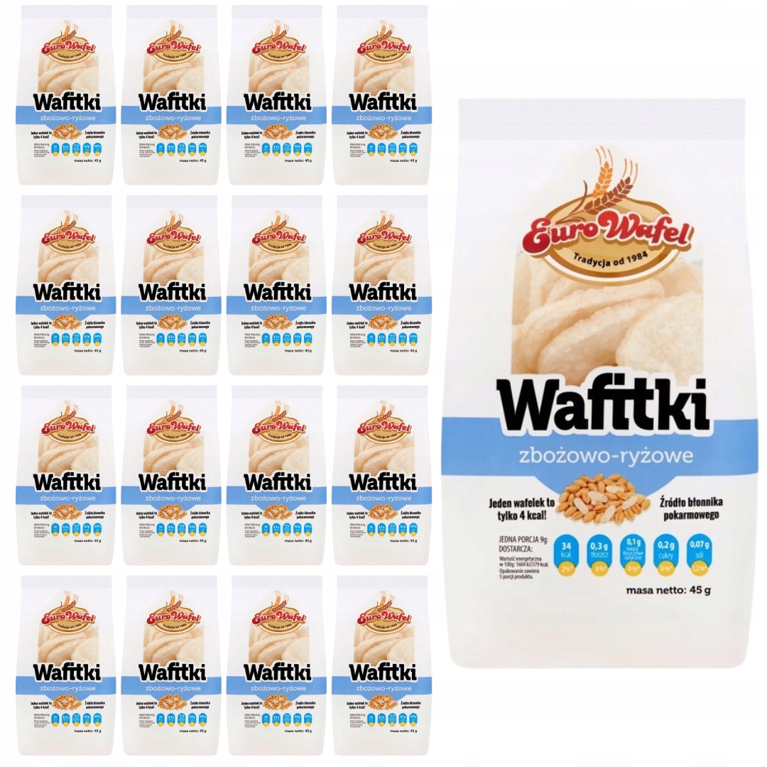 Levně Eurowafel Obilno-rýžové vábničky 45 g x 18 kusů