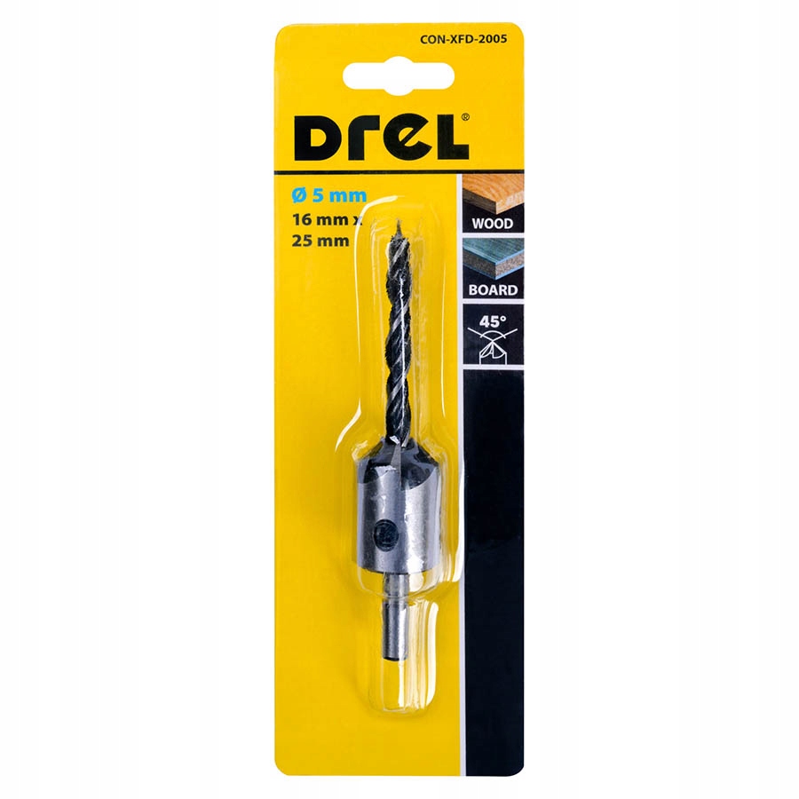 WIERTŁO DO DREWNA Z FAZOWNIKIEM NAWIERTAK 5mm Zastosowanie do drewna