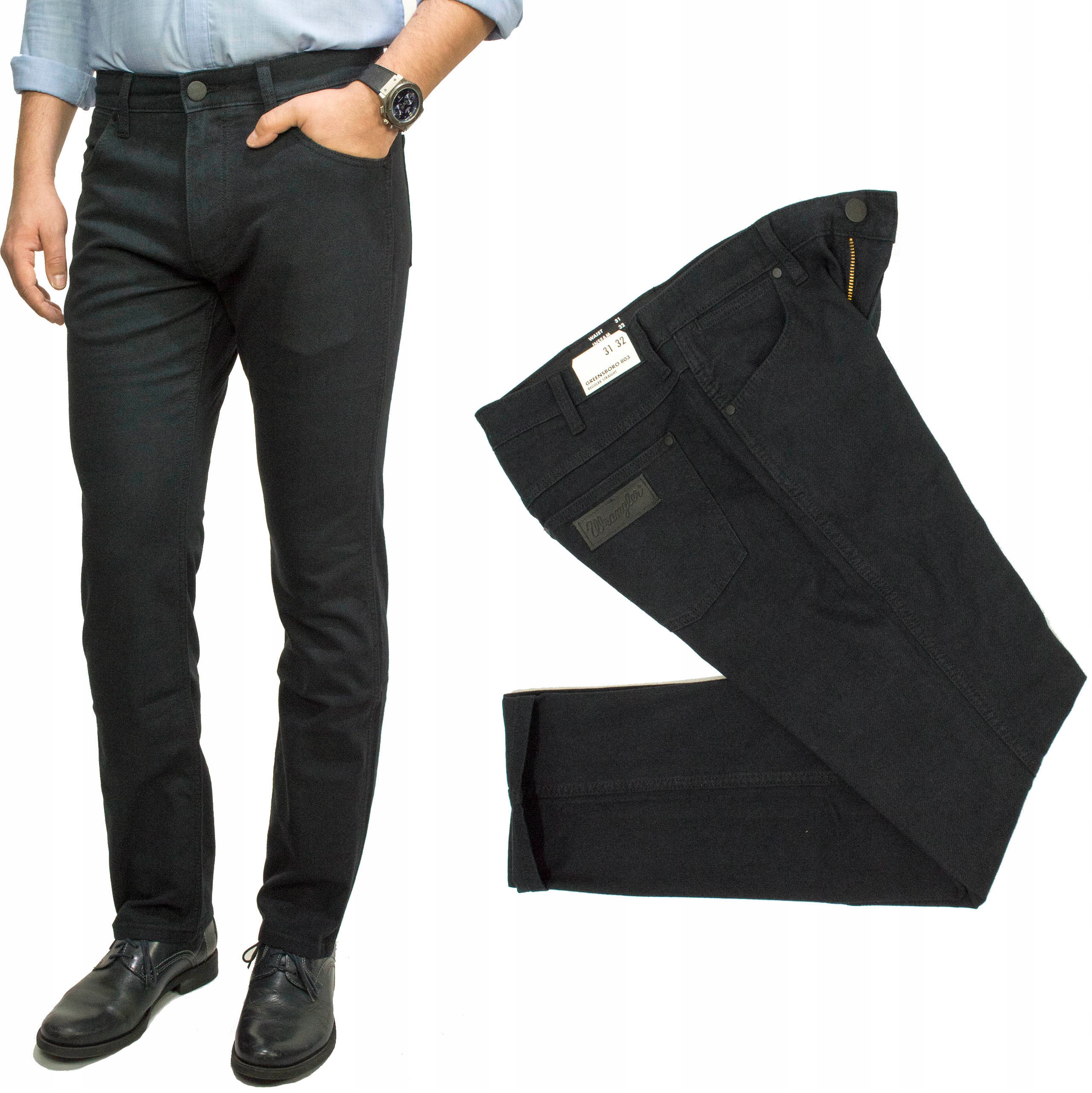 Wrangler Greensboro Dark Navy klasyczne spodnie męskie Regular W38 L34