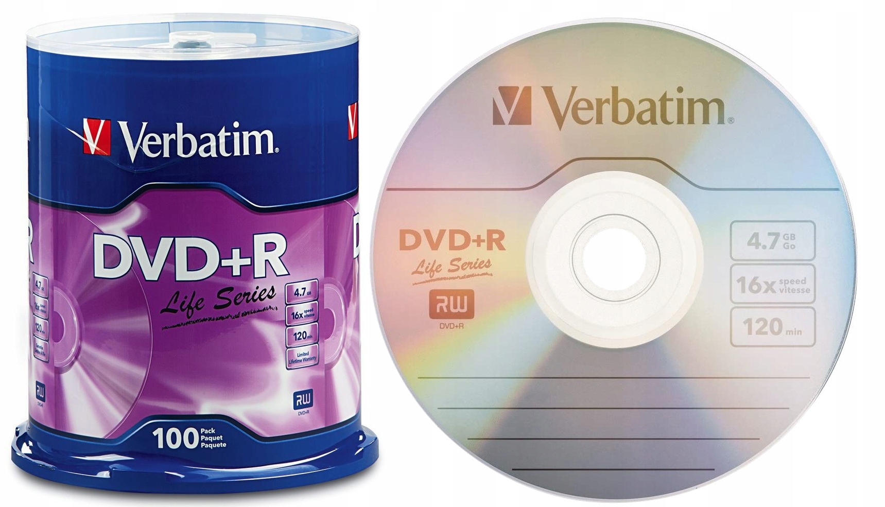 

Verbatim Płyty Dvd+r 4,7GB Zapis 16x Cake 100 szt
