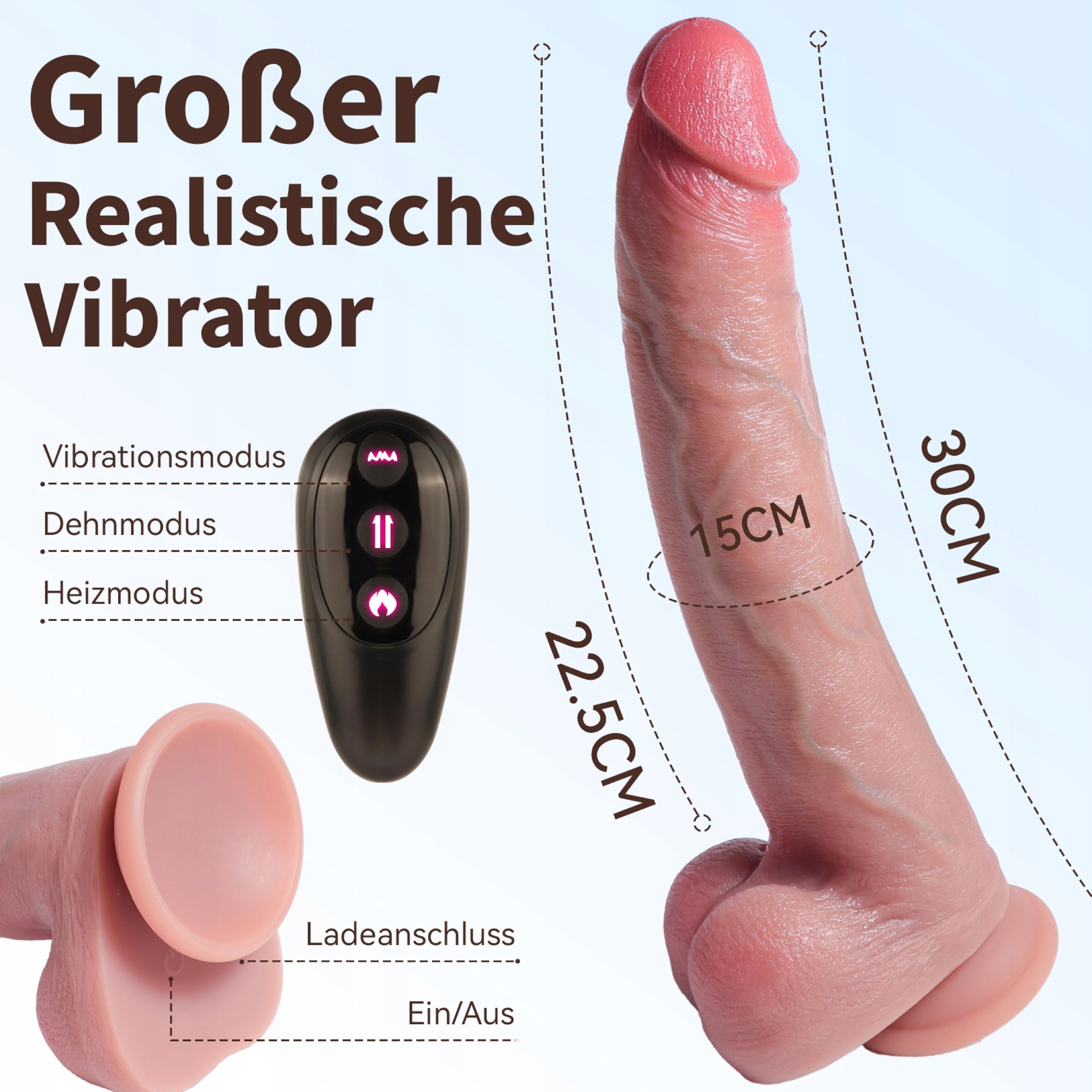 REALISTISCHE DILDO XXL Wibrator Elektryczny 30CM Z Silnym Przyssawką — miniatura 2