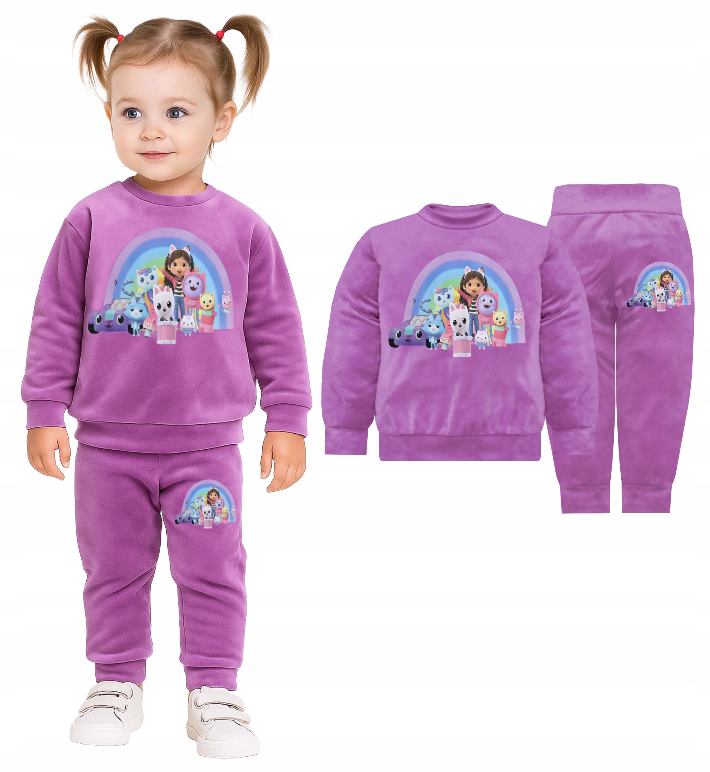 Komplet Dres dla Dziewczynki Welur Bluza Spodnie Bajka Kreskówka r 92 2041