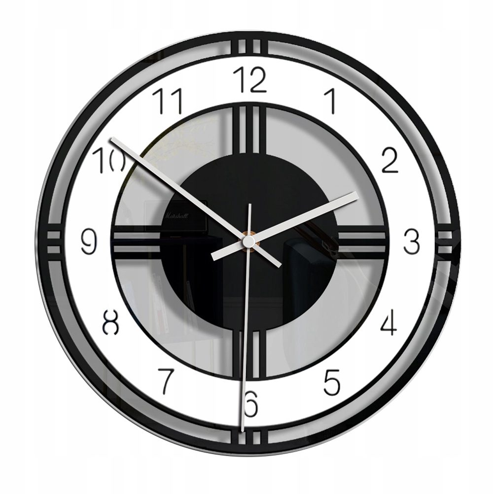 

1szt Zegar ścienny do salonu Czarny biały okrągły