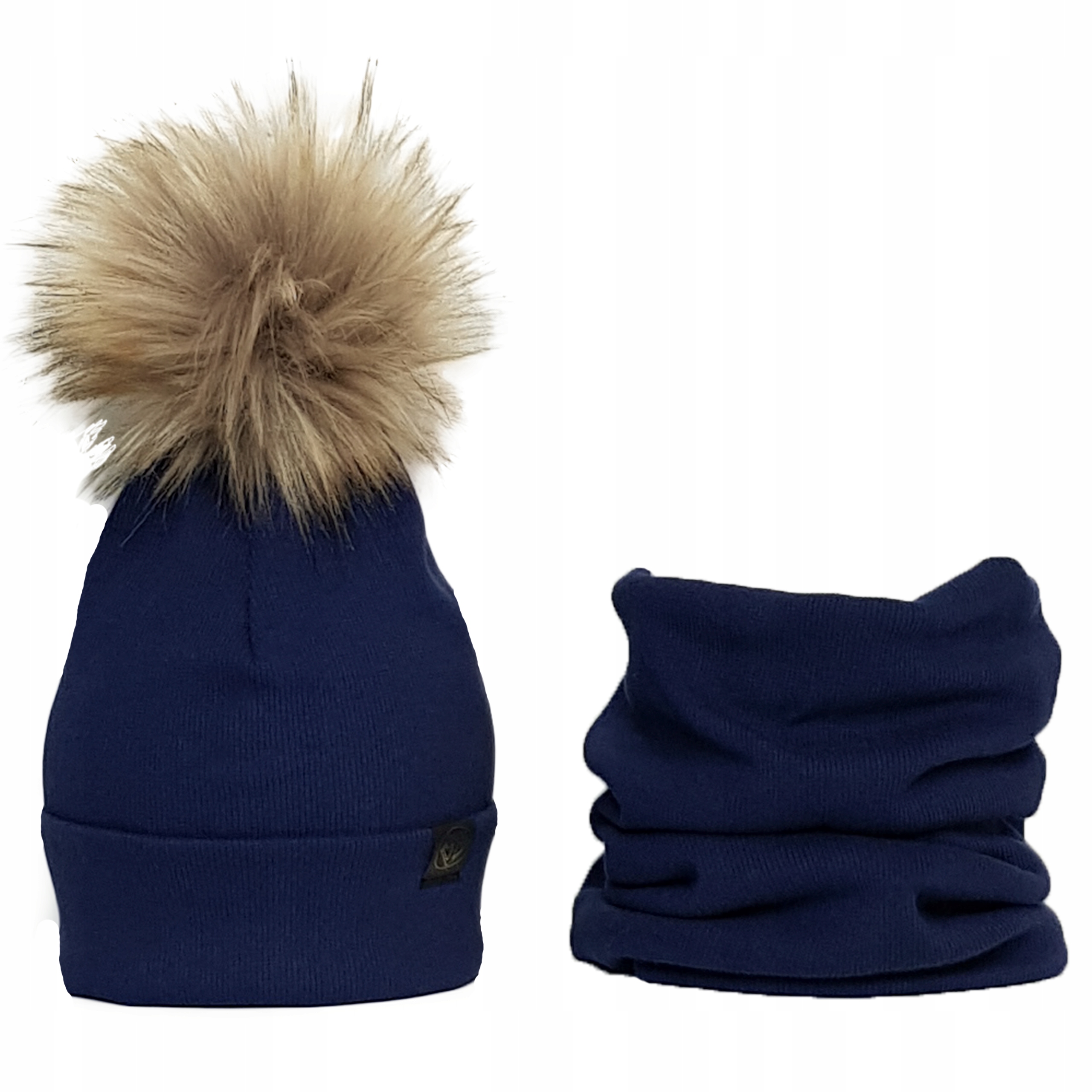 

Czapka komin komplet jesień zima pompon 44-48
