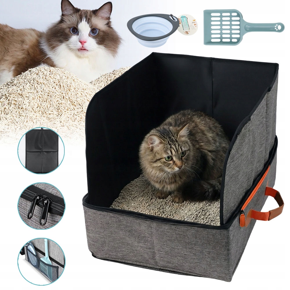 Velmi velká Kočičí Toaleta pod kuvetu, podložka Pro Kočky s miskou a víkem na zip