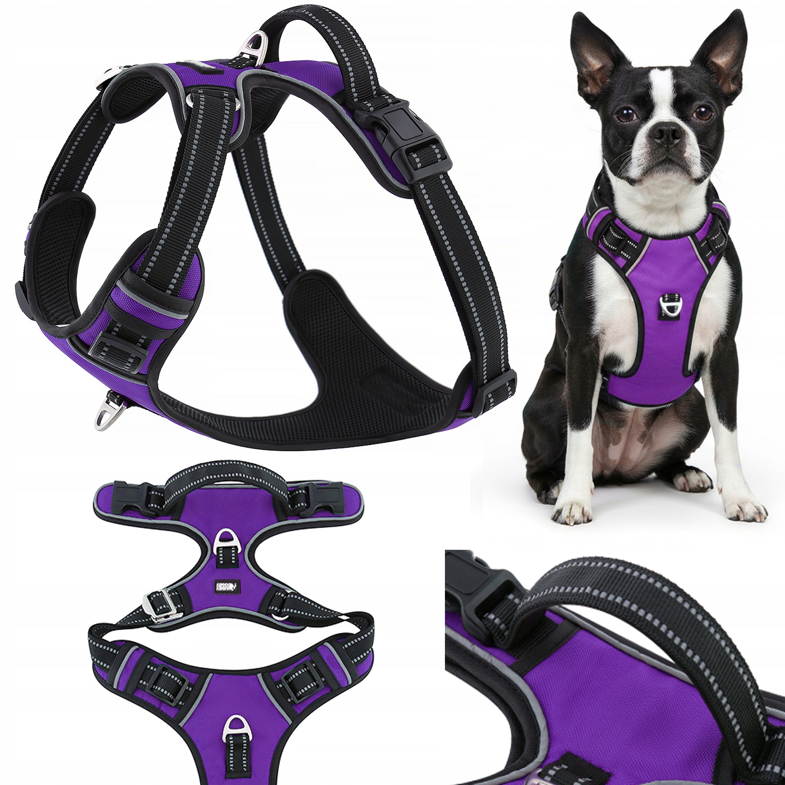 Szelki dla psa typu guard z regulacją easy walk Huggy Doggy fioletowe S
