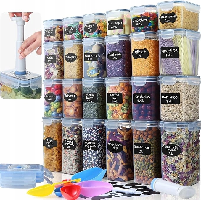 POJEMNIKI NA ŻYWNOŚĆ PLASTIKOWE ZESTAW 24 + GRATIS