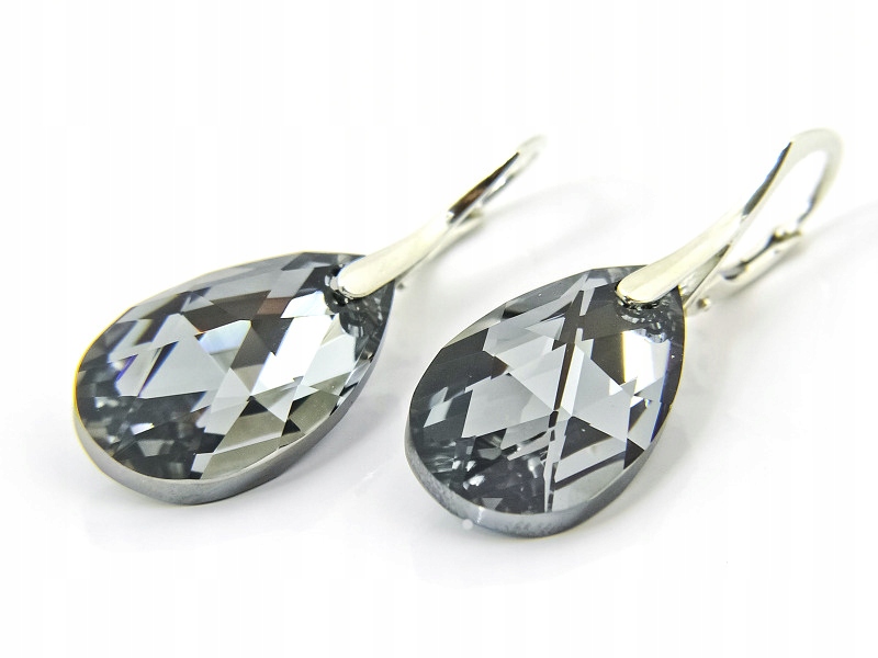 Stříbrné Náušnice s kr. Swarovski Mandle 22 mm Sini