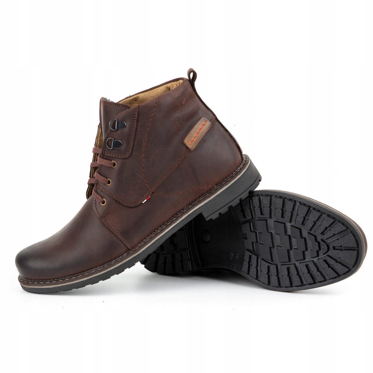 BUTY ZIMOWE SKÓRZANE OCIEPLONE 151 BRĄZ 42 Marka inna