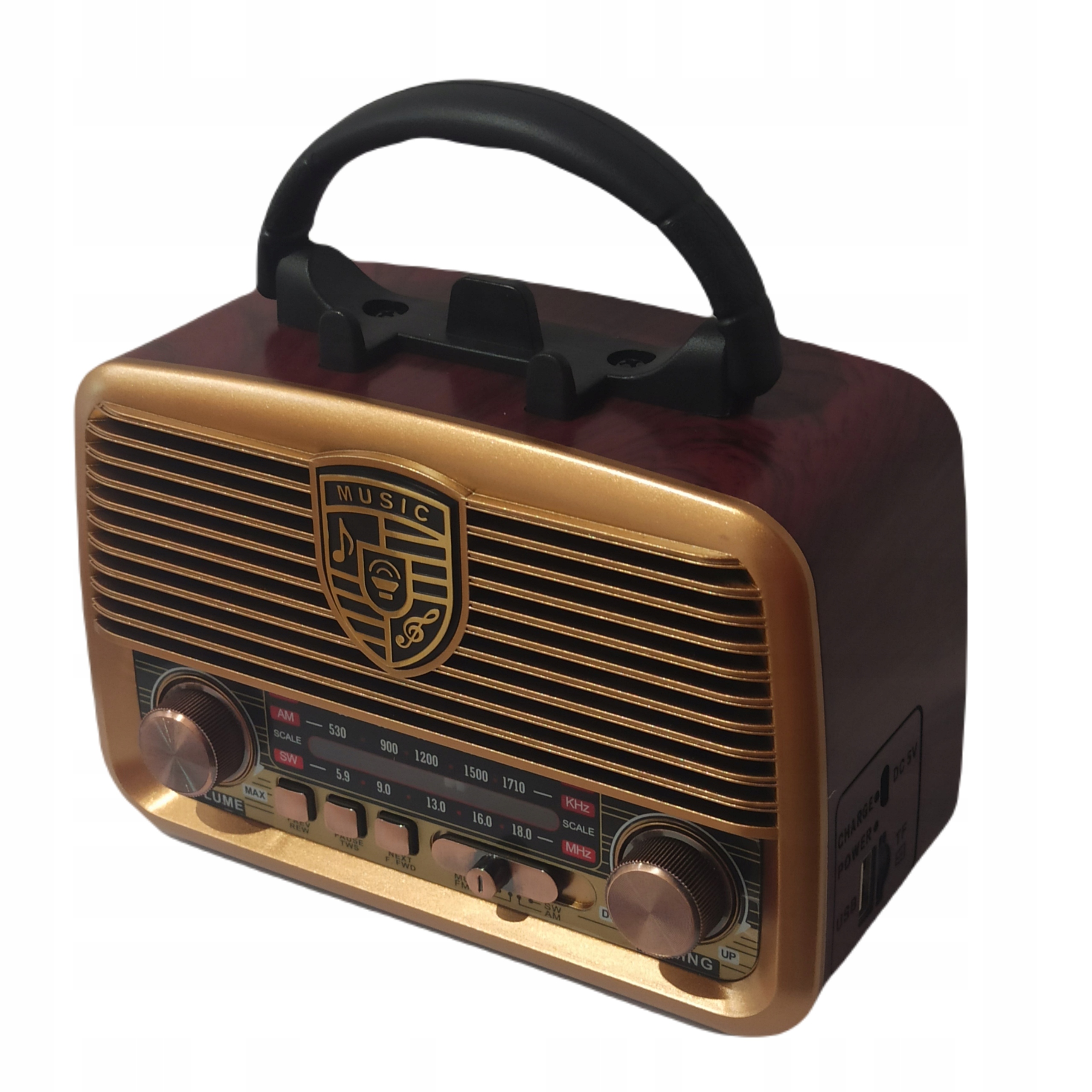 Radio Sieciowo-bateryjne Retro Vintage Golon Am, Fm, Sw Panel Solarny