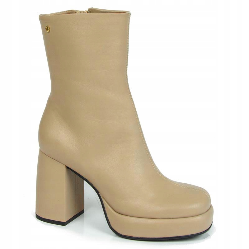 Simen 6443A Kotníkové Boty Sloupek Kůže Lico Béžová 39