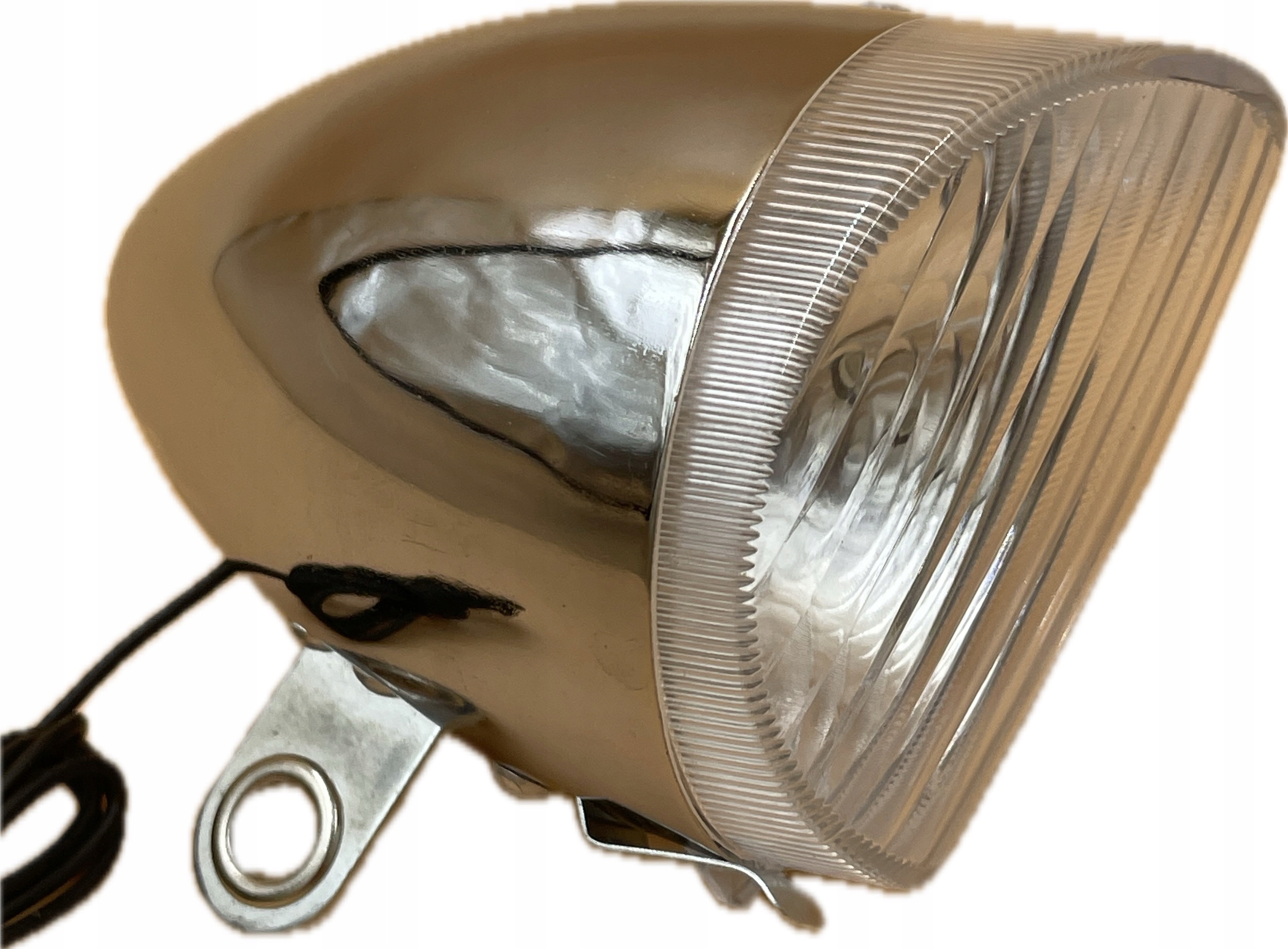 Lampa przód CHROM Retro żarówka dynamo srebrna Model STLPCP2