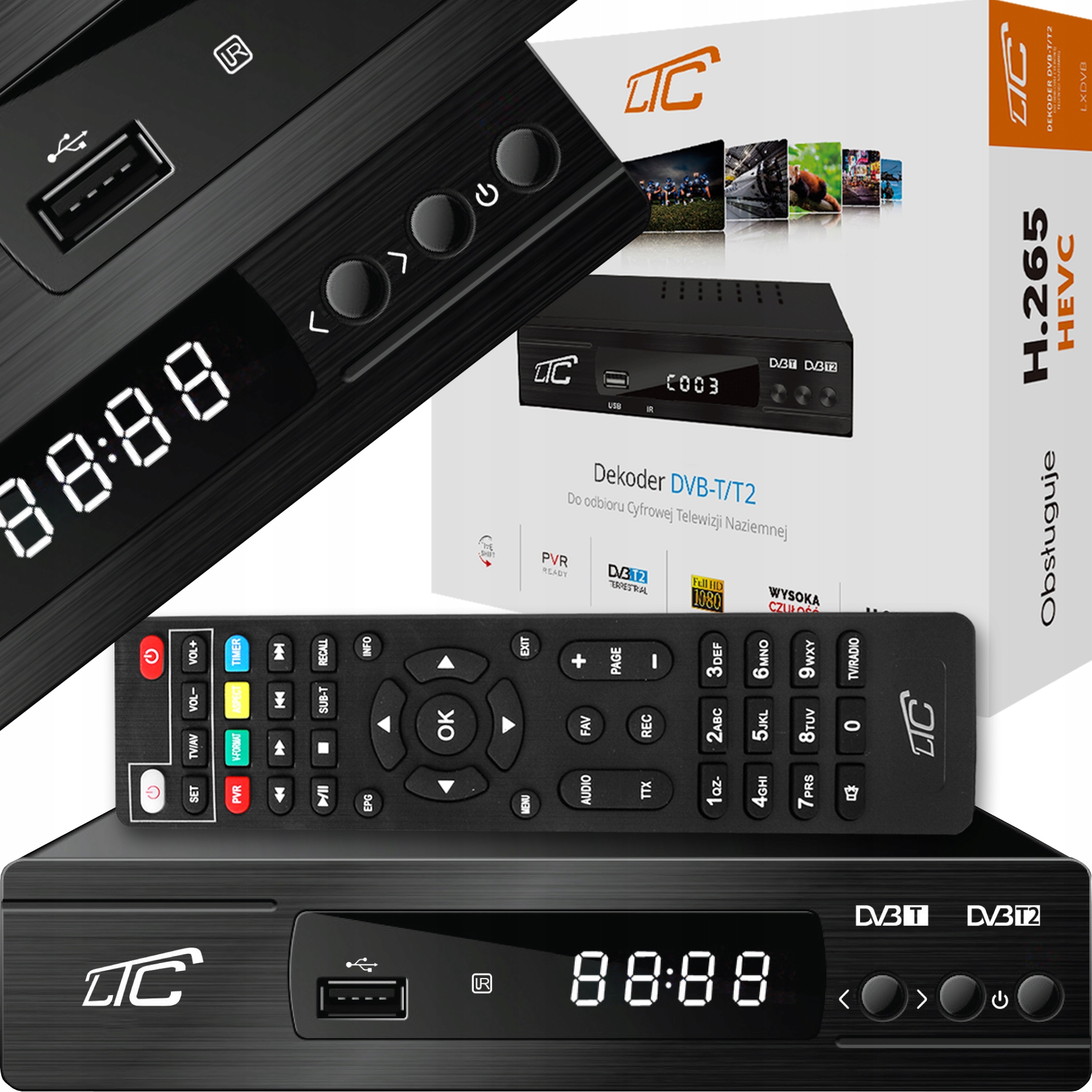 Dekodér Pozemní Tv Tuner DVB-T2 a Dvb-c H.265 Hevc Full Hd Usb Hdmi Pilot