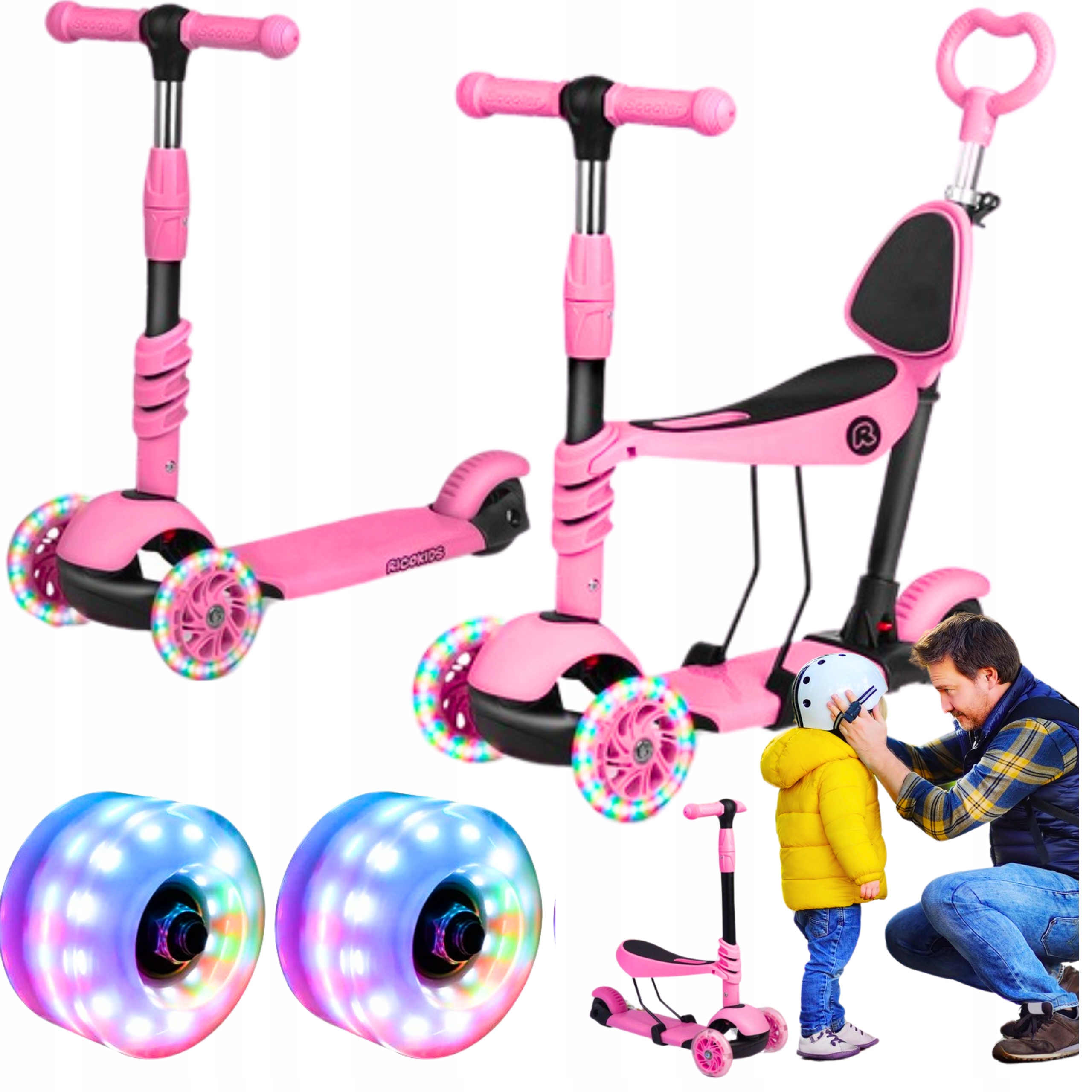 Hulajnoga Dla Dzieci Z Siedziskiem Hulajnoga Led Balansowa 3 W 1