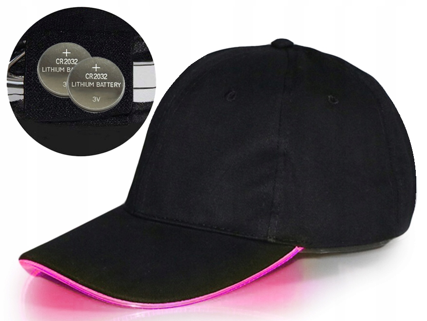 

Czapka z daszkiem Led 100% bawełny Baterie