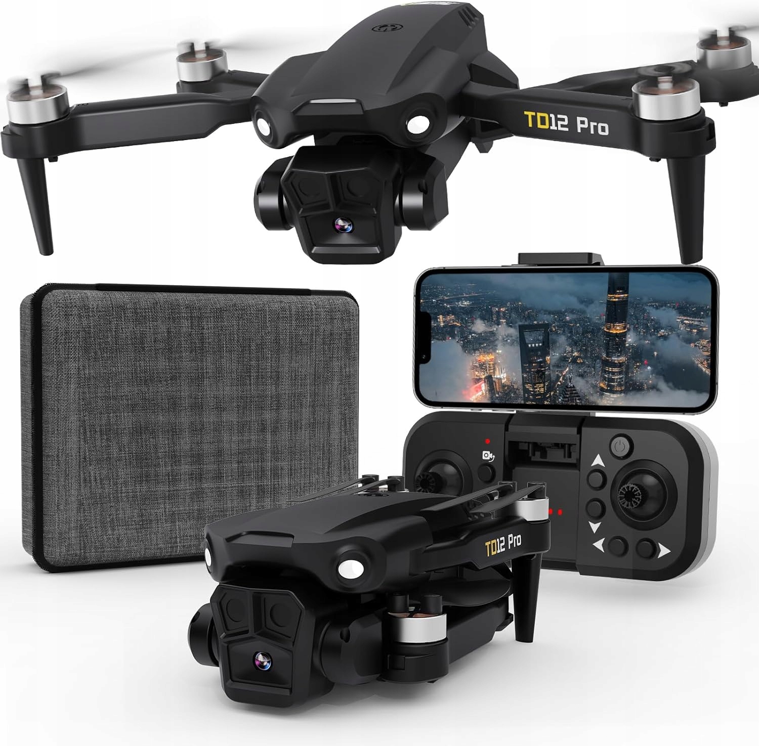 Dron s Hd kamerou Toladrone TD12PRO WiFi Fpv 1080P Bezkartáčové motory