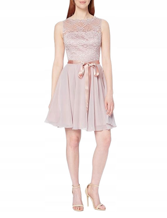Swing Šaty Růžová Před Kolenem Elegantní S Krajkou 36 6BA