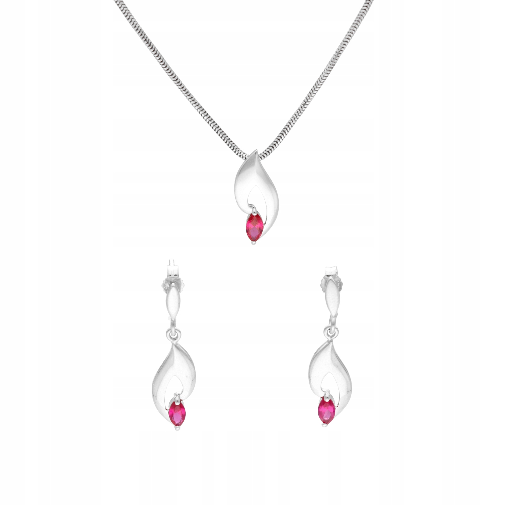 Komplet s rubínovými zirkony stříbro