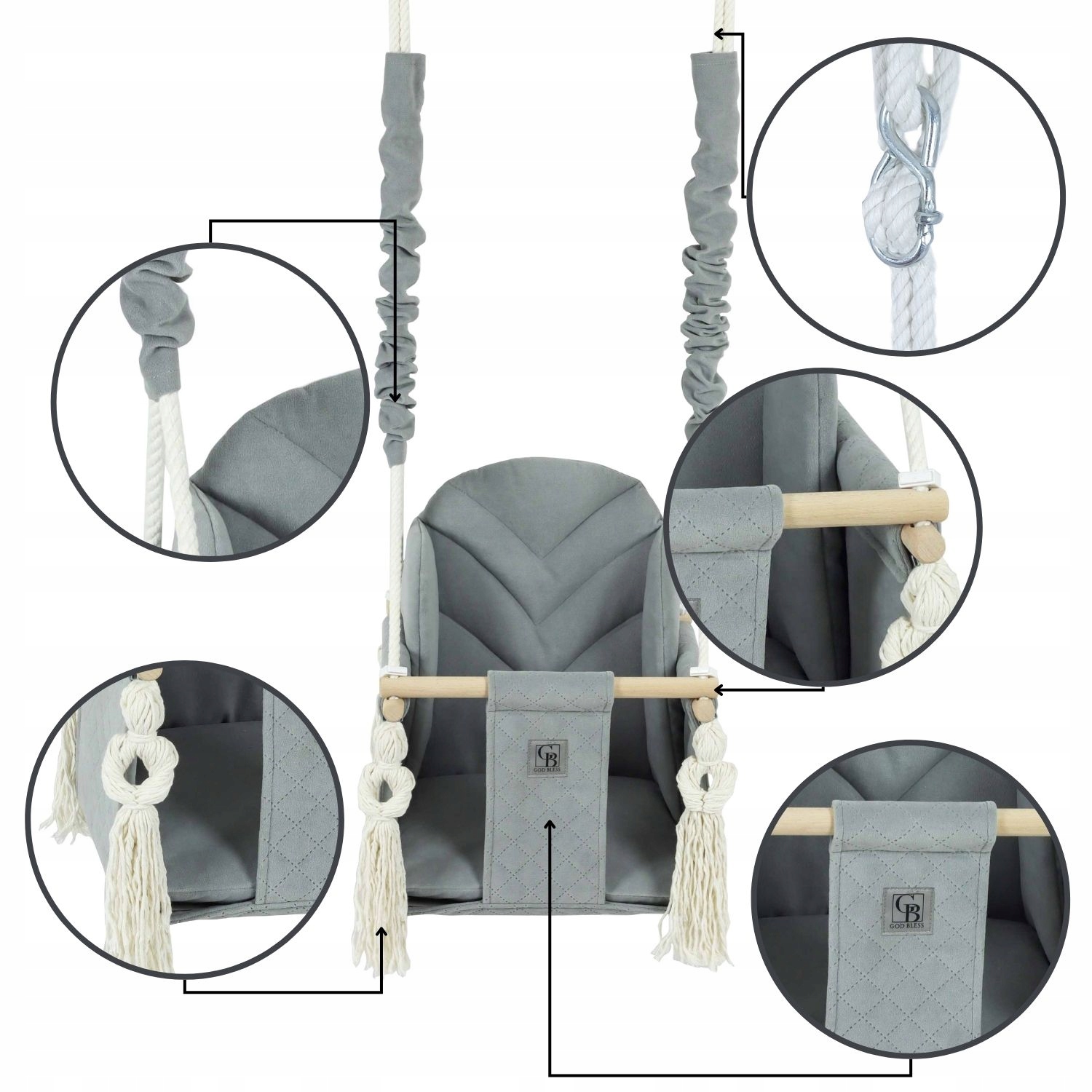 HUŚTAWKA DLA DZIECI DO DOMU REGULOWANA PRODUCENT CERTYFIKAT - CE Kod producenta GodBless