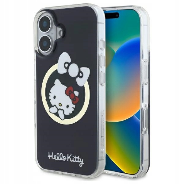 Pouzdro Hello Kitty HKHMP16SHFLBK pro iPhone 16 6,1", černá/černá, hardcase IML Fun