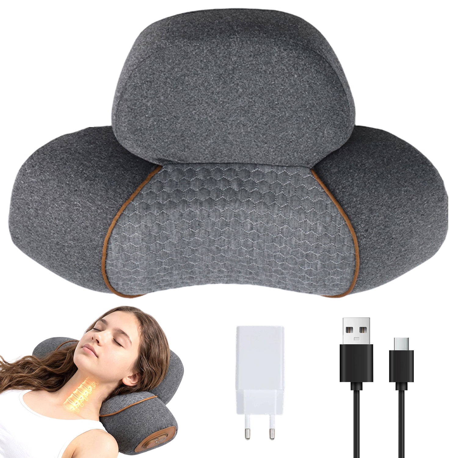 Uvolňovač Krku Polštář Masážní Přístroj Na Krk, Hřejivý Usb Shiatsu