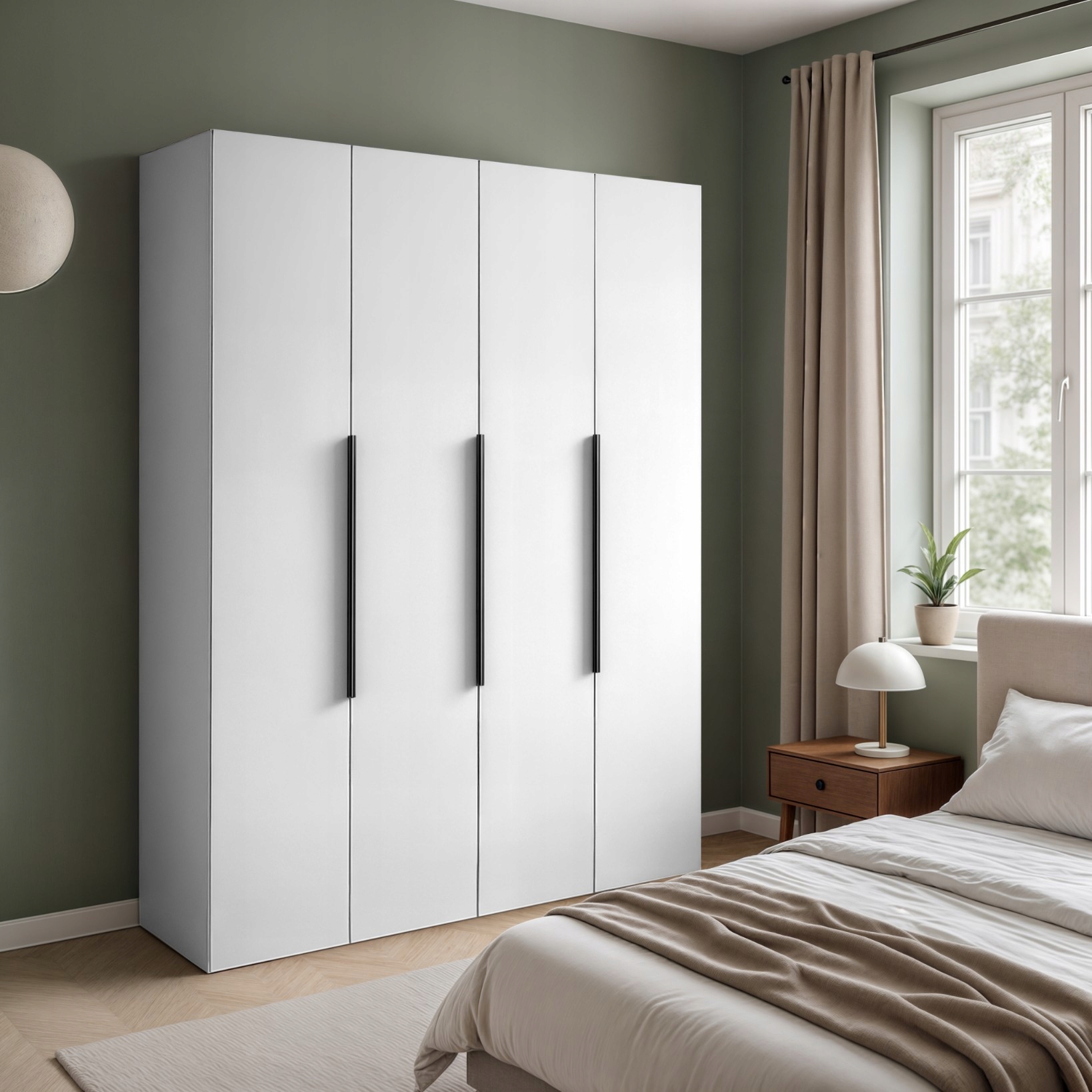 Bílá Čtyřdveřová Prostorná Skříň Na Oblečení Lille 180