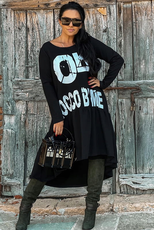 Luźna asymetryczna tunika sukienka Zocco czarna