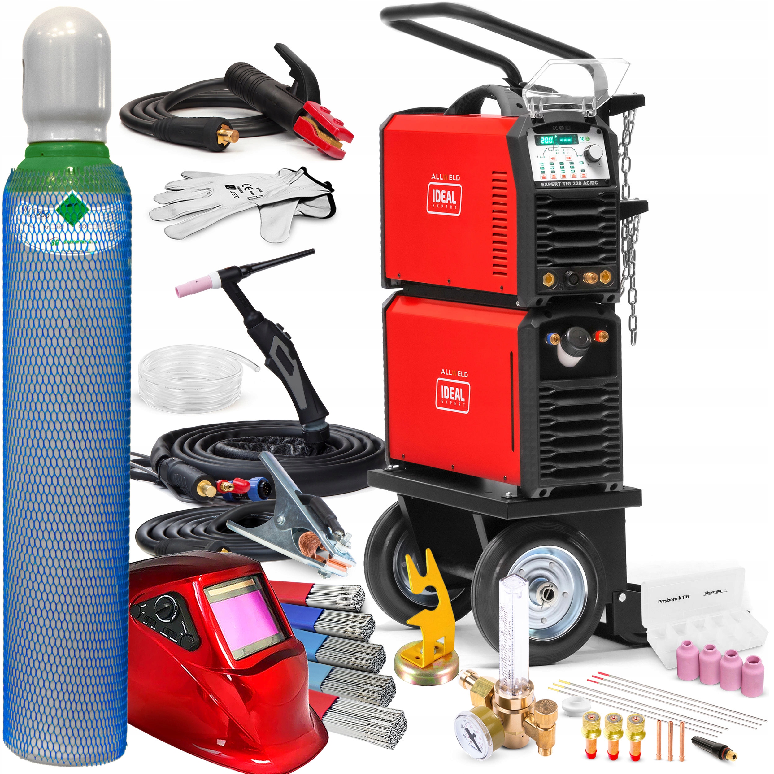 Svařovací Stroj Migomat Ideal Expert Tig 220 Ac/dc Mma 230V 200A Puls Hf Rukojeť 4 M