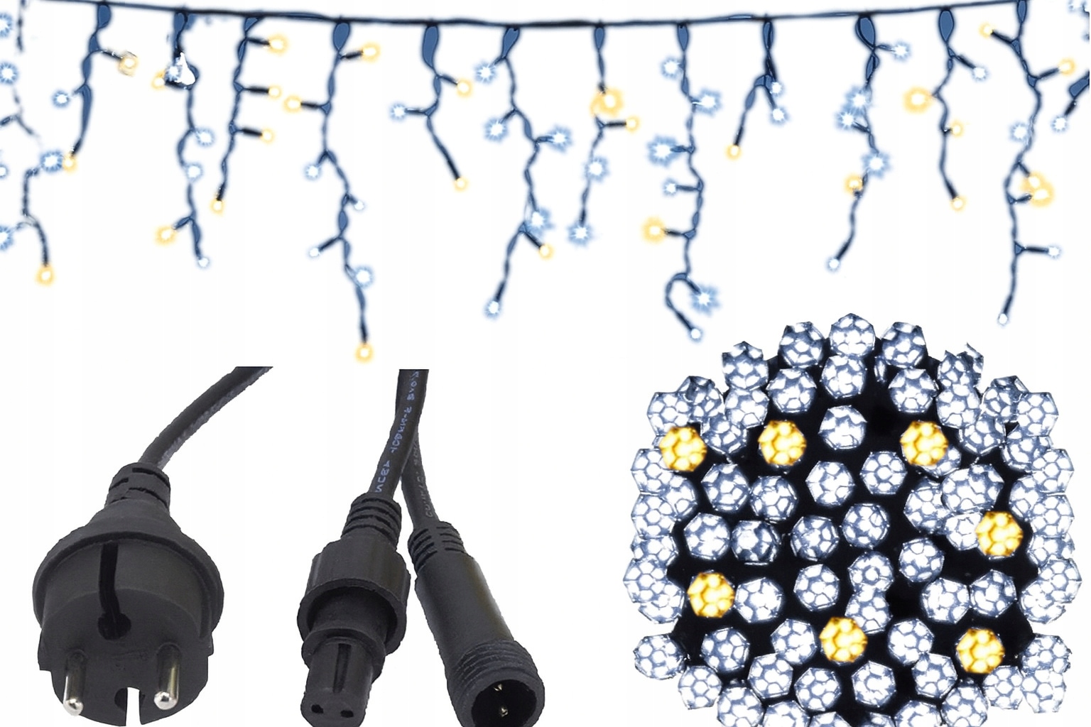 Cencúle 440 Led Girlanda Biela Studená Flash Vonkajšia IP44 31,7m hrubý kábel