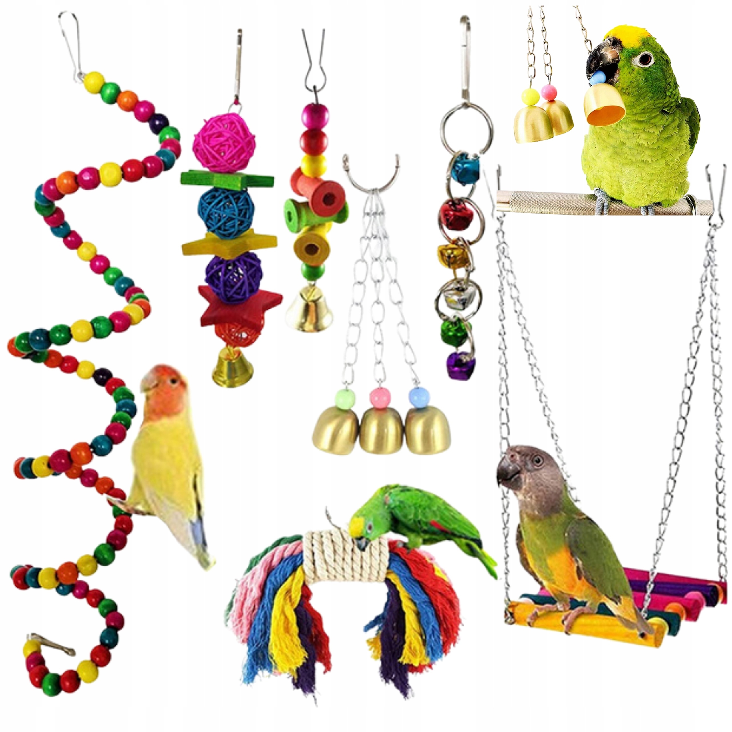 Levně Houpačka Hračka pro papoušky a ptáky, dřevěné lezení