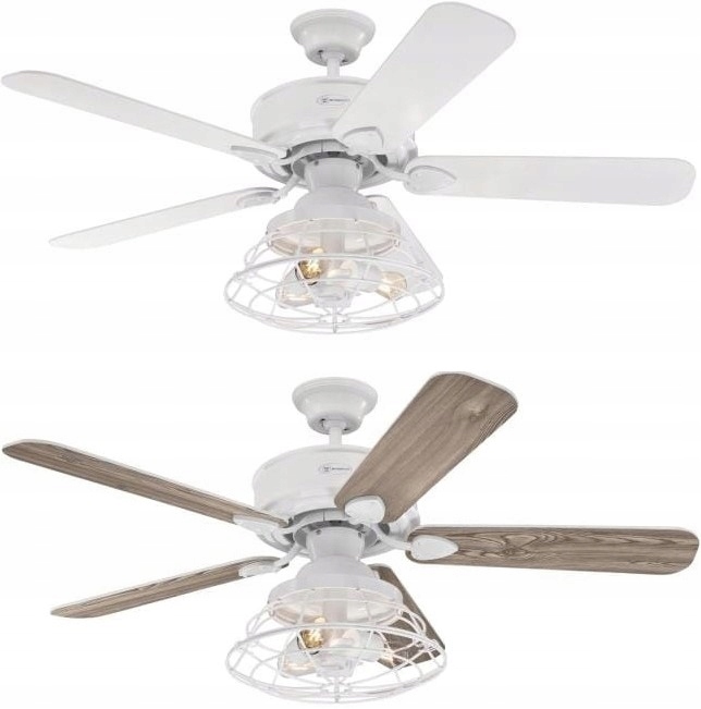 Wentylator sufitowy Barnett Biały 122cm Lampa Loft z pilotem, Żyrandol