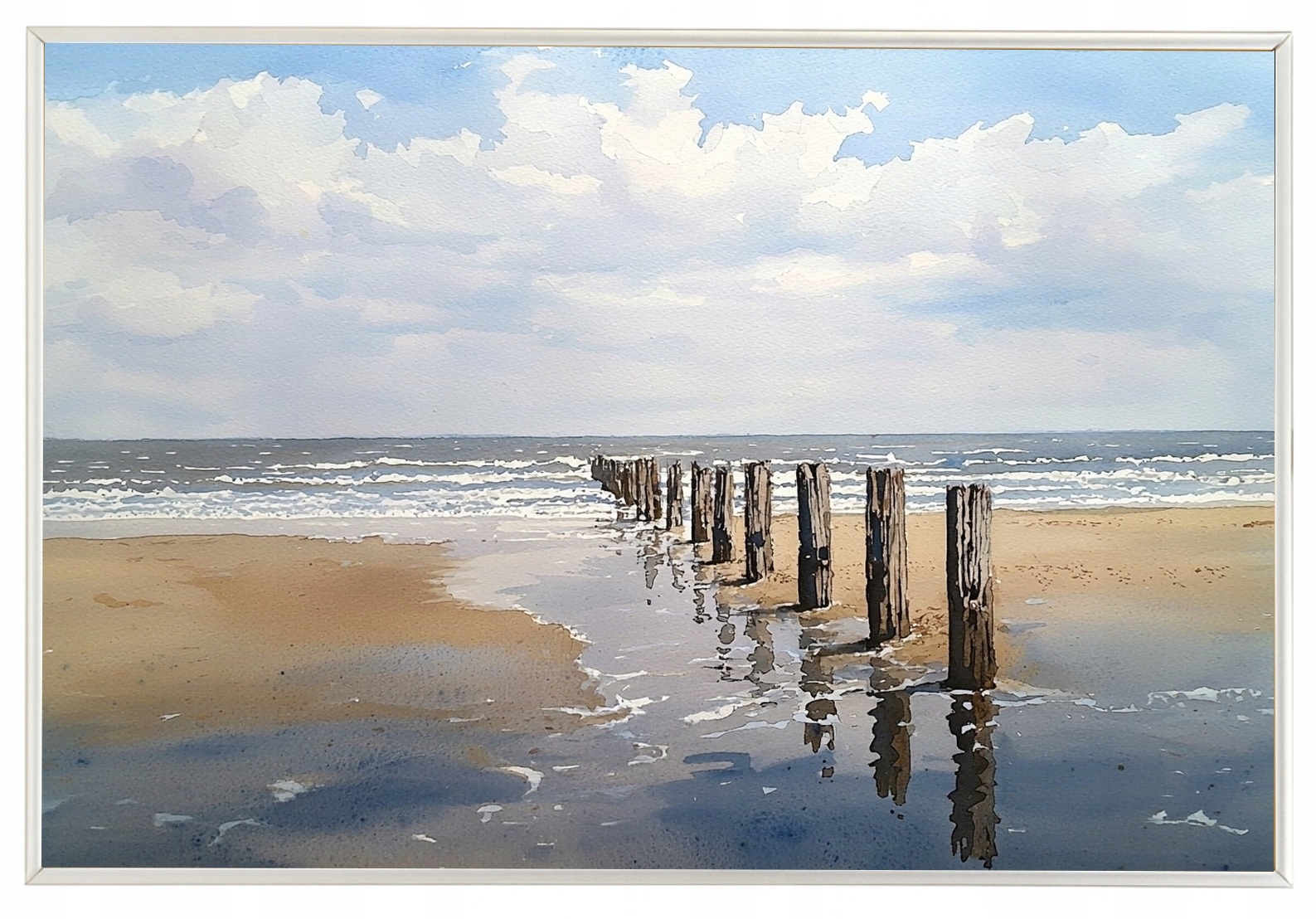 Plakát Rámeček Hliníkový Pláž Mořské Ovladače Vlnolam Baltské Moře Příroda 60x40