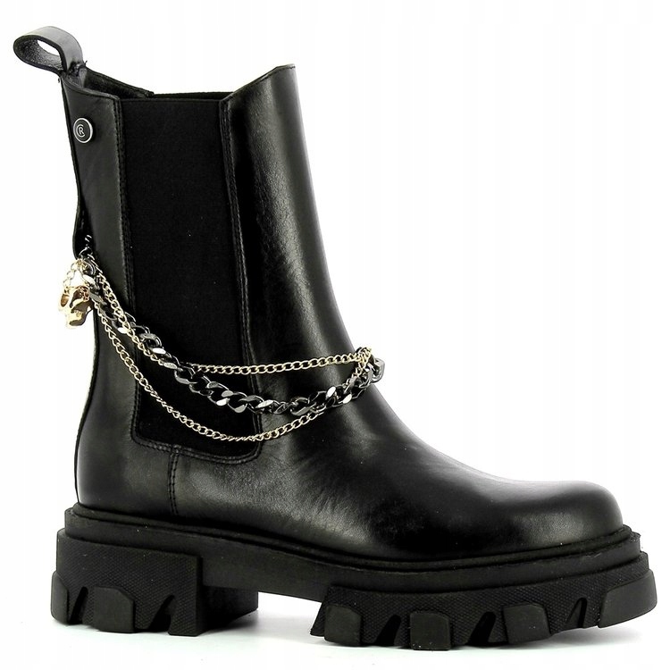 CARINII B5962 BOTKI WORKERY TRAPERY SKÓRA CZARNE