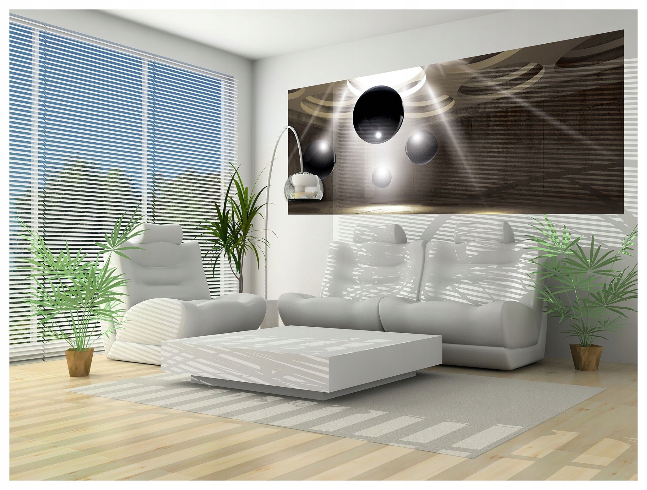 Fototapeta Černé koule na betonu abstrakce loft 250x104 osvětlení lepidlo