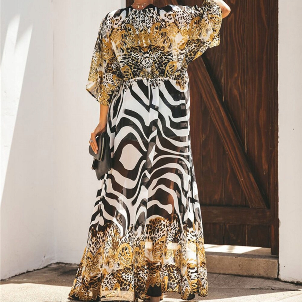 LETNIA TUNIKA PLAŻOWA SUKIENKA DAMSKA PAREO NARZUTKA PLAŻOWA WIĄZANA WZORY Rodzaj tunika